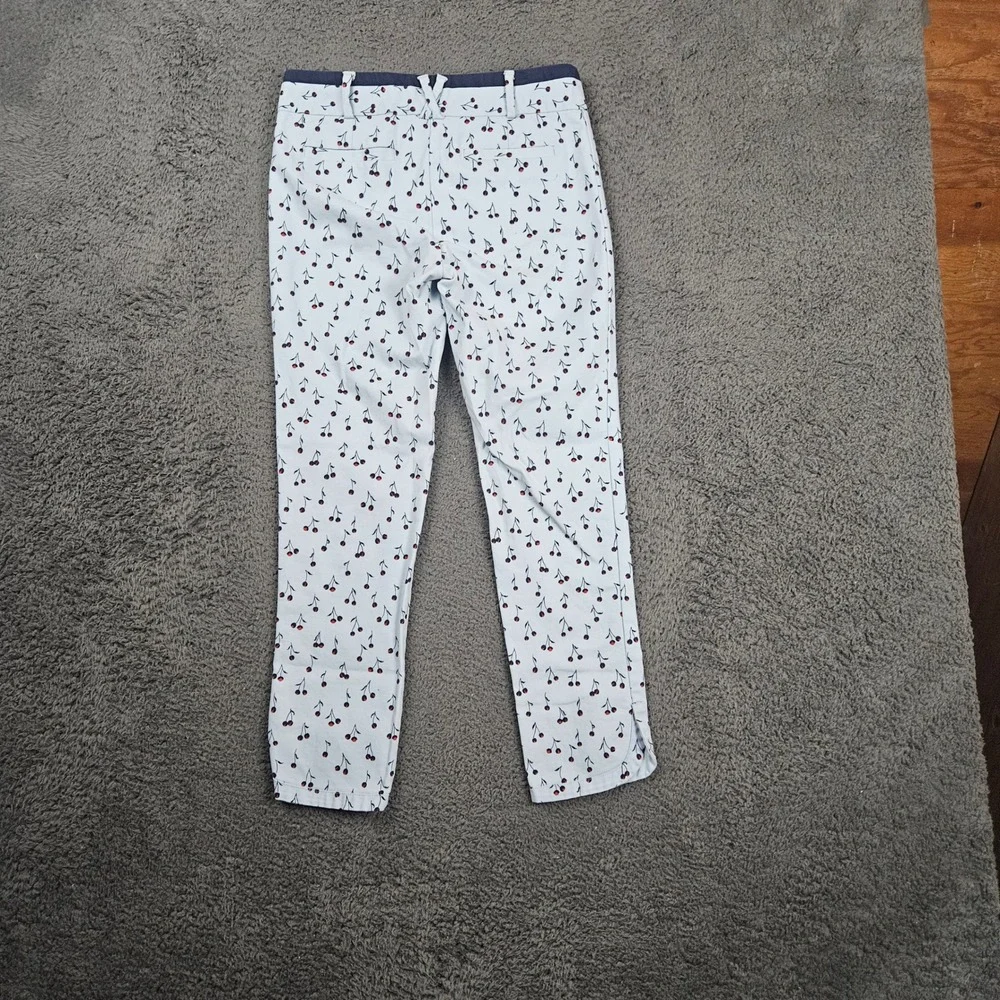 Cartonnier Cherry Print Pants‎ Women's Size 0 Blue White Casual